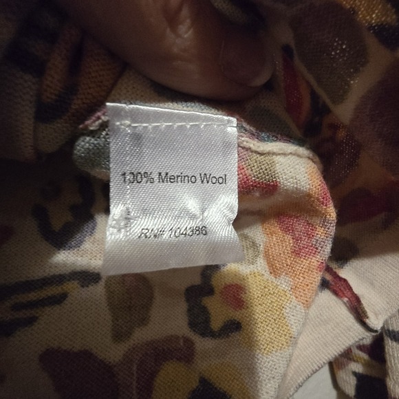 Garnet Hill Merino Wool Floral Cardigan Sweater Womens XL Crop Birds Nature Boho - Picture 6 of 11